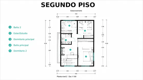 Plano del segundo piso de la casa