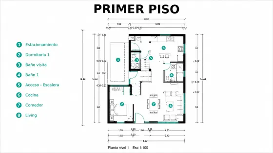 Plano del primer piso de la casa