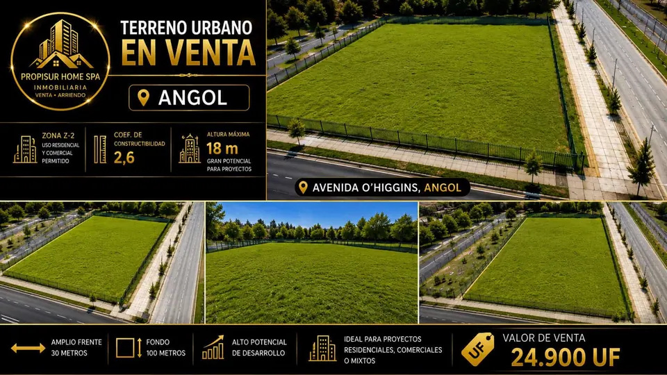 Terreno urbano en venta en Angol de 3.000 m² para desarrollo inmobiliario